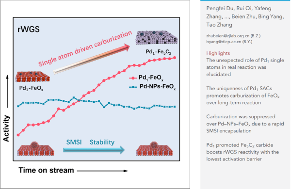上海高研院协同大化所在Pd1-FeOx单原子催化CO2转化方面取得重要进展
